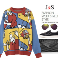 STREET FASHION CARTOON FIGURED MULTI COLOR SWEATER - Thumbnail 3