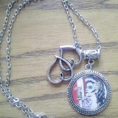 Sugar skull lolita tattoo queen hearts necklace