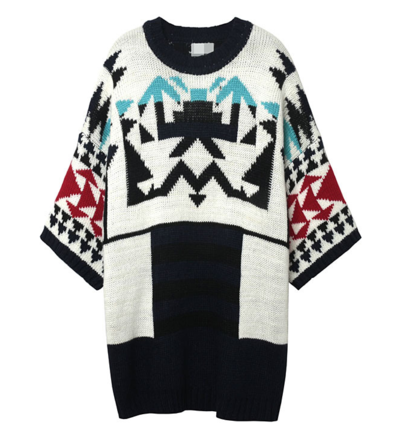 STREET FASHION ETHNIC STYLE BAT SLEEVED DRESS SWEATER Q5841-4