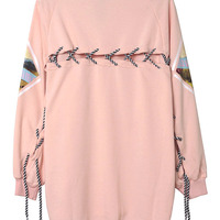 STREET FASHION LACE STITCHED ARCHITECTURE FIGURED SWEATSHIRT DRESS - Thumbnail 1