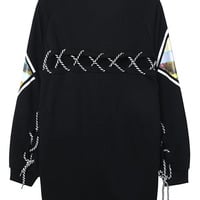 STREET FASHION LACE STITCHED ARCHITECTURE FIGURED SWEATSHIRT DRESS - Thumbnail 4