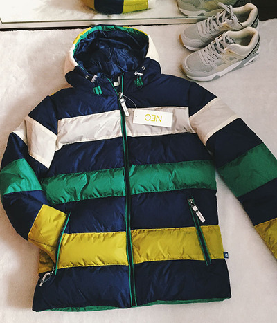 ADS NEO FASHION UNISEX THICK PADDED DARK BLUE DOWN COAT