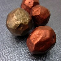 Handmade Copper Faceted Chunky Paper Mache  Nugget Beads, 4pcs - Thumbnail 1
