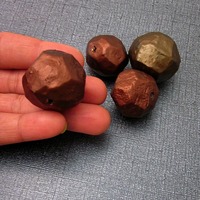 Handmade Copper Faceted Chunky Paper Mache  Nugget Beads, 4pcs - Thumbnail 2