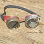Maroon and Gold Steampunk Goggles with Gold Gears and Loupes Apocalypse Scientist Space Captain Motorcycle Cyber Rave-1