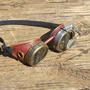 Maroon and Gold Steampunk Goggles with Gold Gears and Loupes Apocalypse Scientist Space Captain Motorcycle Cyber Rave-2