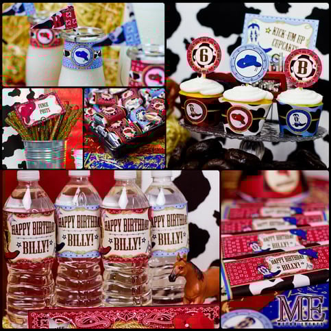 Cowboy Birthday Party Kit: Red