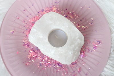 Crystal Quartz Tea Light Holder