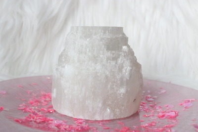 Set of 2-Selenite Tea Light Holders