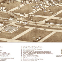 Madison, South Dakota in 1883 - Bird's Eye View, Aerial Panorama, Vintage, Antique Map, Reproduction, Giclée, Fine Art, Wall Art, History - Thumbnail 1