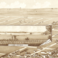 Madison, South Dakota in 1883 - Bird's Eye View, Aerial Panorama, Vintage, Antique Map, Reproduction, Giclée, Fine Art, Wall Art, History - Thumbnail 3