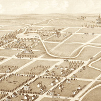 Madison, South Dakota in 1883 - Bird's Eye View, Aerial Panorama, Vintage, Antique Map, Reproduction, Giclée, Fine Art, Wall Art, History - Thumbnail 4