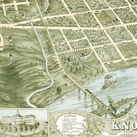 Knoxville, Tennessee in 1871 - Bird's Eye View, Map, Aerial, Panorama, Vintage, Antique, Fine Art, Wall Art, History - Thumbnail 1