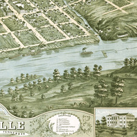 Knoxville, Tennessee in 1871 - Bird's Eye View, Map, Aerial, Panorama, Vintage, Antique, Fine Art, Wall Art, History - Thumbnail 2