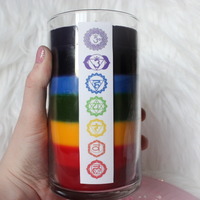 PREORDER-Chakra layered Soy Candle - Two Crystals Inside! - Thumbnail 3