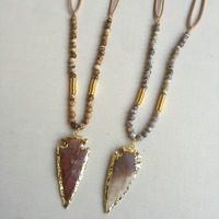 Leather Cord Arrowhead Necklace - Thumbnail 2