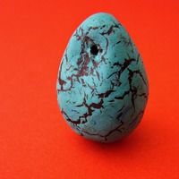 Aqua Blue Crackled Paper Mache Pendant: Dino Egg  - Thumbnail 1