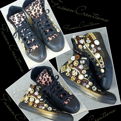 Adult custom leopard converse
