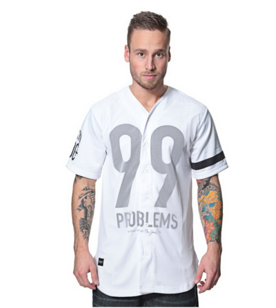 ROCAWEAR BASEBALL 99 PROBLEMS DGK WHITE JERSEY T SHIRT