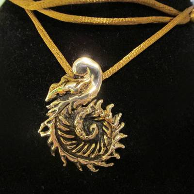 Solid bronze nature fern necklace pendant hand made jewelry - Thumbnail 4