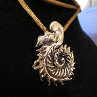 Solid Bronze Nature Fern necklace pendant hand made Jewelry - Thumbnail 1