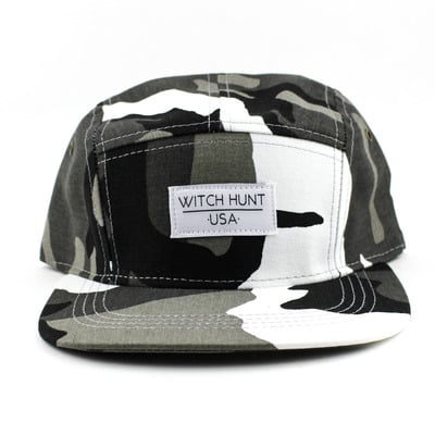 Snow camo 5 panel hat