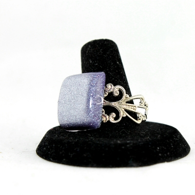 Steam Punk Pillow Top Ring in Eclipse Resin