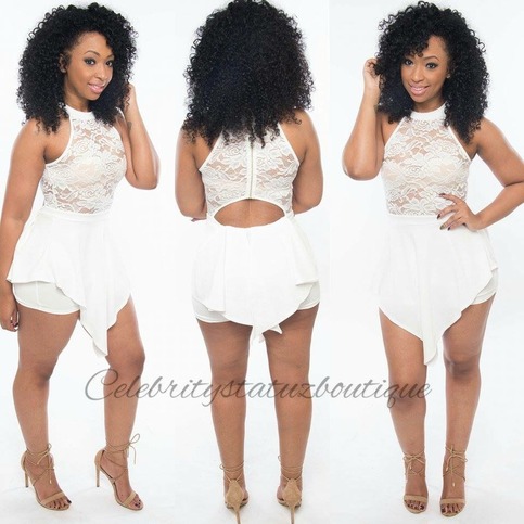 Lacey Fishtail Romper- White