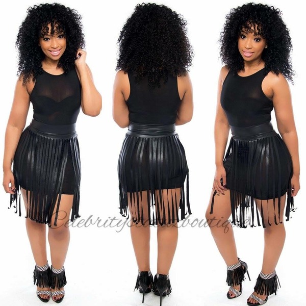 Fancy Fringe Dress-Black
