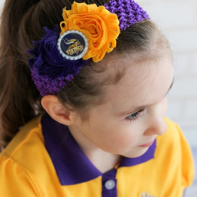 Minnesota vikings headband,girls headbands, baby, toddler, football team - Thumbnail 3