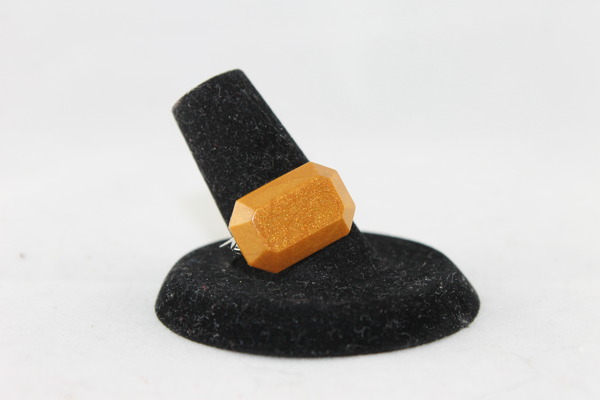 Silver "Jewel" Ring in Tiger Lily Resin