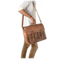 Handmade leather messenger bag leather laptop bag leather macbook messenger office school Collage bag retro satchel - Thumbnail 3