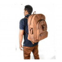 Vintage 22" long Handmade leather bag rucksack /backpack bag,book,iPad,tablet shoulder laptop messenger bag weekend pick nick bag Travel Bag - Thumbnail 1