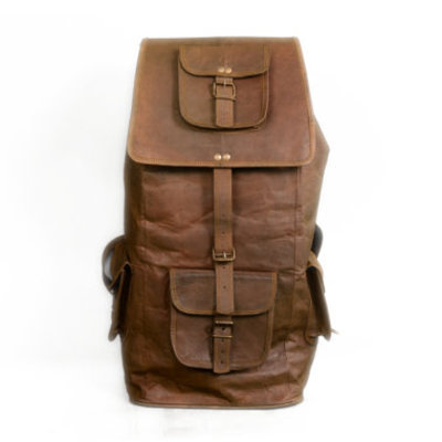 24x12x9" new men's boy's real bull leather shoulders school bag backpack luggage hiking bags weekend pick nick bag, gym bag