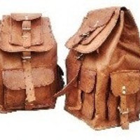 24x12x9" New Men's Boy's Real Bull Leather Shoulders School Bag Backpack Luggage Hiking Bags Weekend Pick nick Bag, Gym Bag - Thumbnail 3