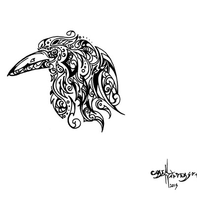 Coloring poster: tribal raven