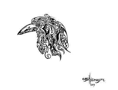 Coloring Poster: Tribal Raven
