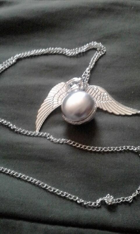 Silver Sphere Locket with Angel Wings