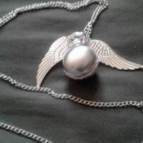Silver Sphere Locket with Angel Wings