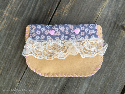 Light Brown Leather w/Flower Fabric & Lace