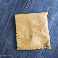 Mustard Leather with Brown Beads and Stitching - Thumbnail 1