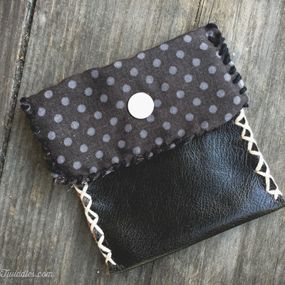 Black leather w/polka dot fabric 