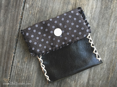 Black Leather w/Polka Dot fabric 