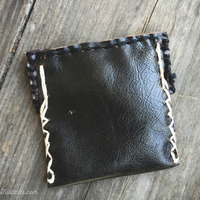 Black Leather w/Polka Dot fabric  - Thumbnail 2