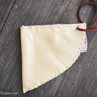 Beige Metallic Leather w/ Pink Flower Fabric   - Thumbnail 1