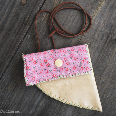 Beige metallic leather w/ pink flower fabric  