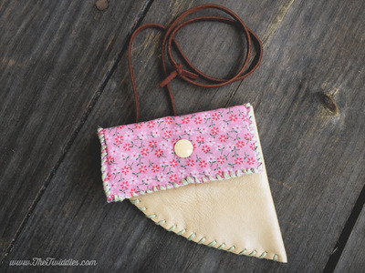 Beige Metallic Leather w/ Pink Flower Fabric  