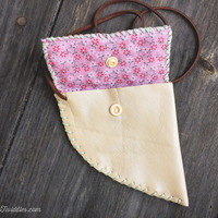 Beige Metallic Leather w/ Pink Flower Fabric   - Thumbnail 2