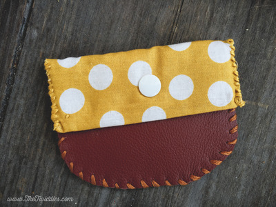 Maroon Leather w/Mustard Polkadot Fabric
