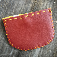 Maroon Leather w/Mustard Polkadot Fabric - Thumbnail 1